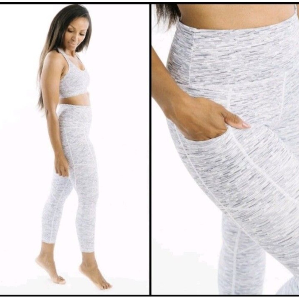 Zyia Active Women's 2-In-1 Light n Tight Hi-Rise Crop Leggings Gray Level Size 4